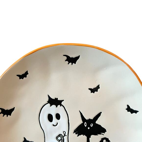 ELI & ANA Halloween Salad Plates 8in Black Cat Bats Ghost Pumpkin Set of 2 New - Picture 3 of 11